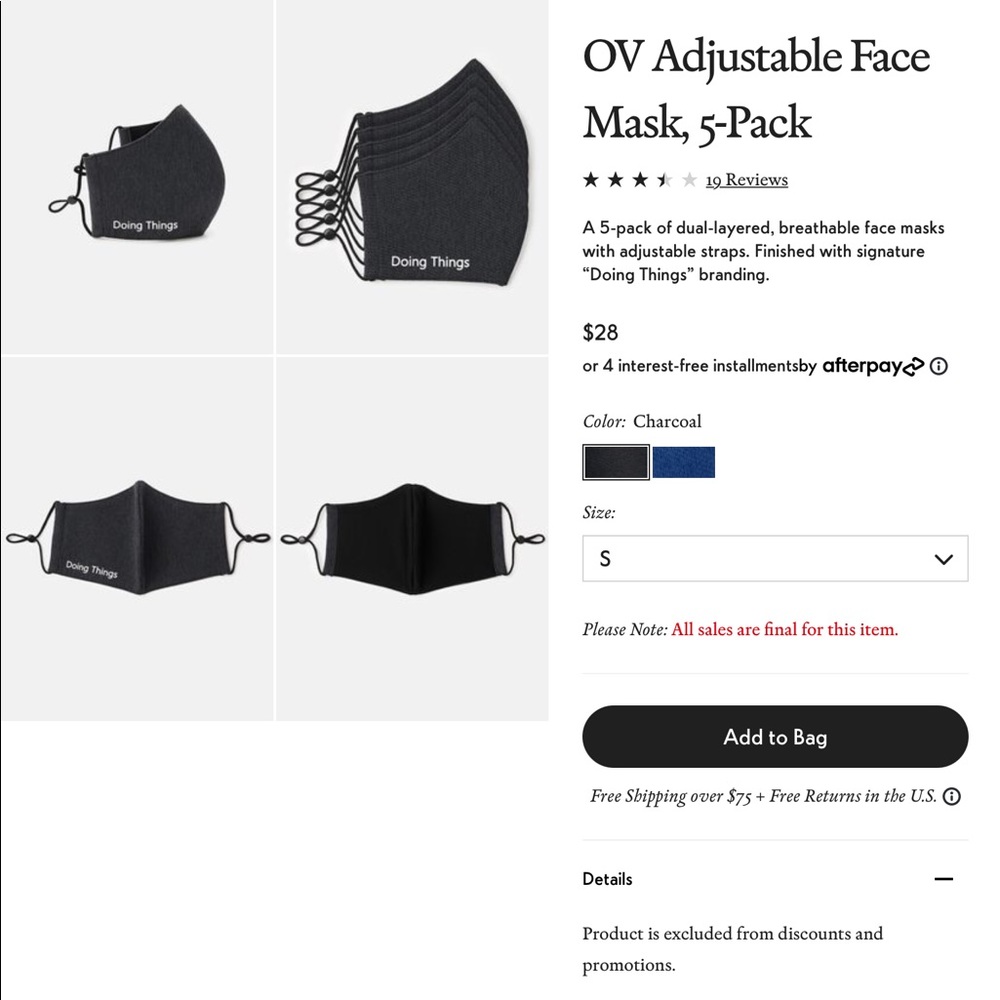 Outdoor Voices Doing Things face masks